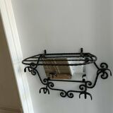 Twisted wrought iron wall-mounted coat rack