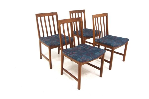 Set de 4 chaises scandinave en noyer, Karl Erik Ekselius, JOC, Suède, 1960