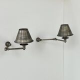 Pairs of adjustable vintage wall lights in steel, France, 1970.