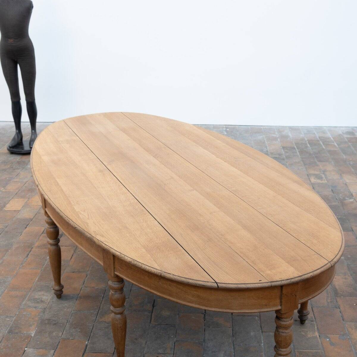 Large Oval Oak Table, France, 1900s