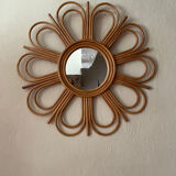 Miroir soleil en rotin