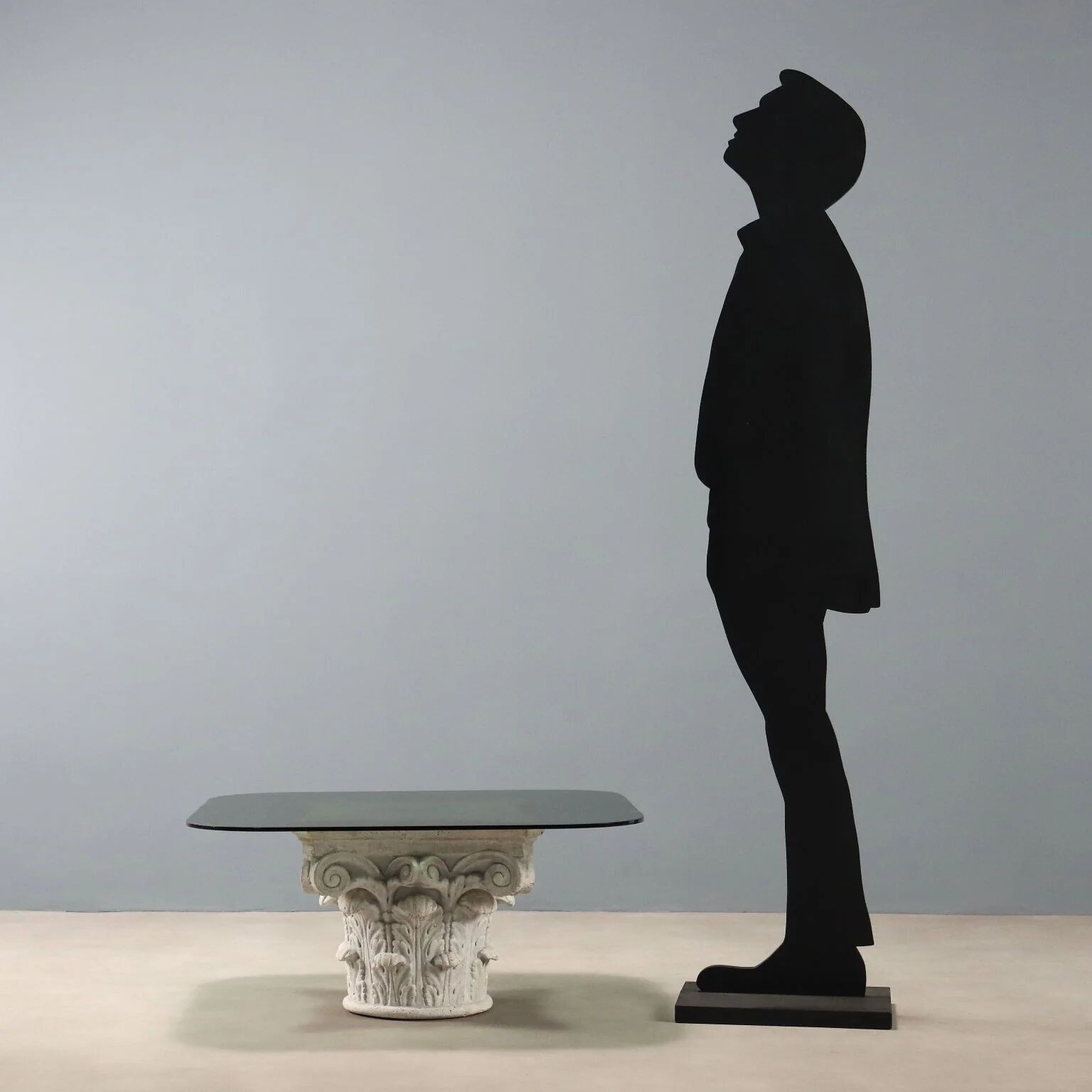 Small antique table in glass and stoneware, Italy, 20th century.