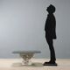 Small antique table in glass and stoneware, Italy, 20th century.
