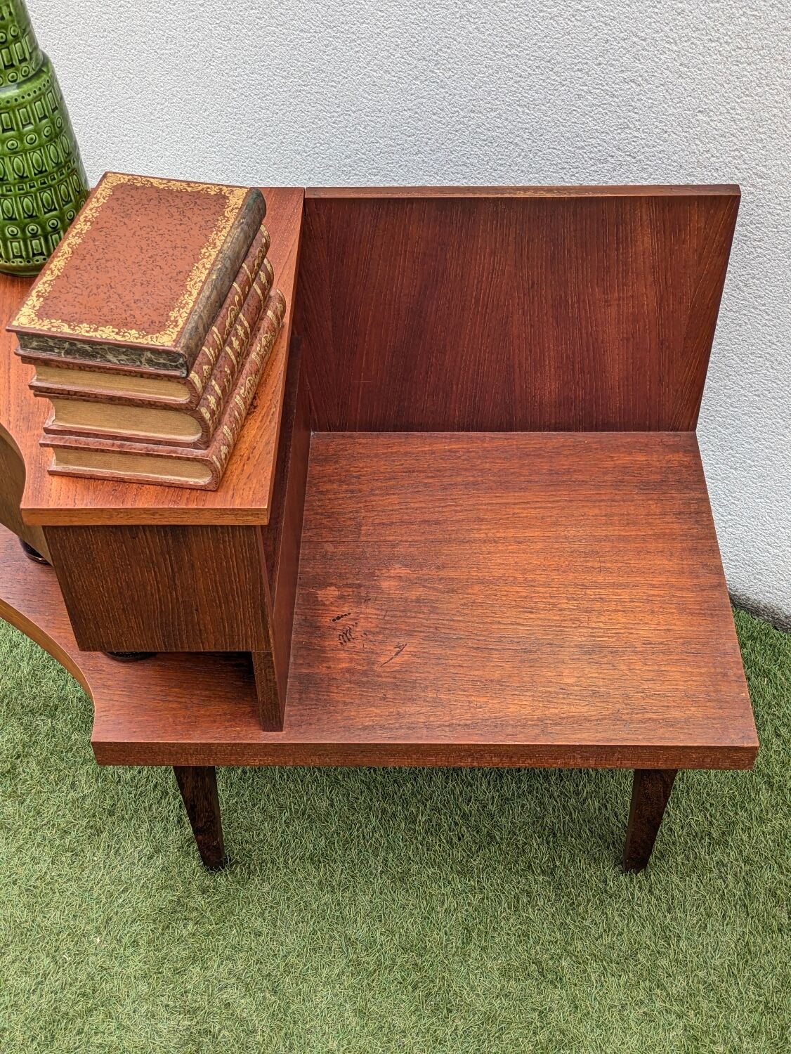 Vintage 1960s teak telephone hall bench