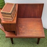 Vintage 1960s teak telephone hall bench