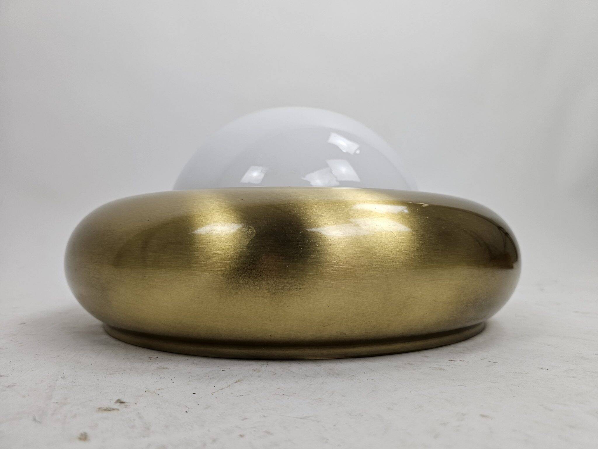 Wall lamp or ceiling lamp made of Valenti brass and frosted glass