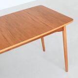 Hans Wegner drop-leaf dining table in beach and teak Denmark 1950