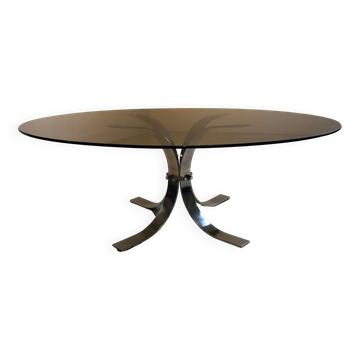 Vintage glass and chrome coffee table, circa 70's
