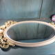 Mirror ice resin glass patina flower louis 15 cracked vintage 71x35cm