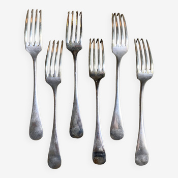 6 silver metal forks