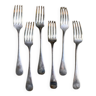 6 silver metal forks