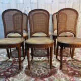 Série de 6 chaises cannées de style Louis XVI