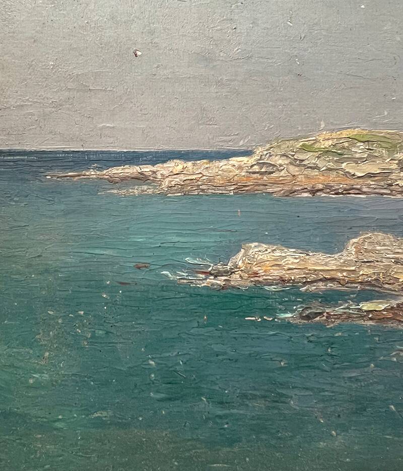 Painting "Seaside", oil on strong cardboard.