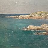 Tableau "Bord de mer", huile sur carton fort.