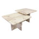 Pair of vintage nesting coffee tables in white marble from the 1970s.