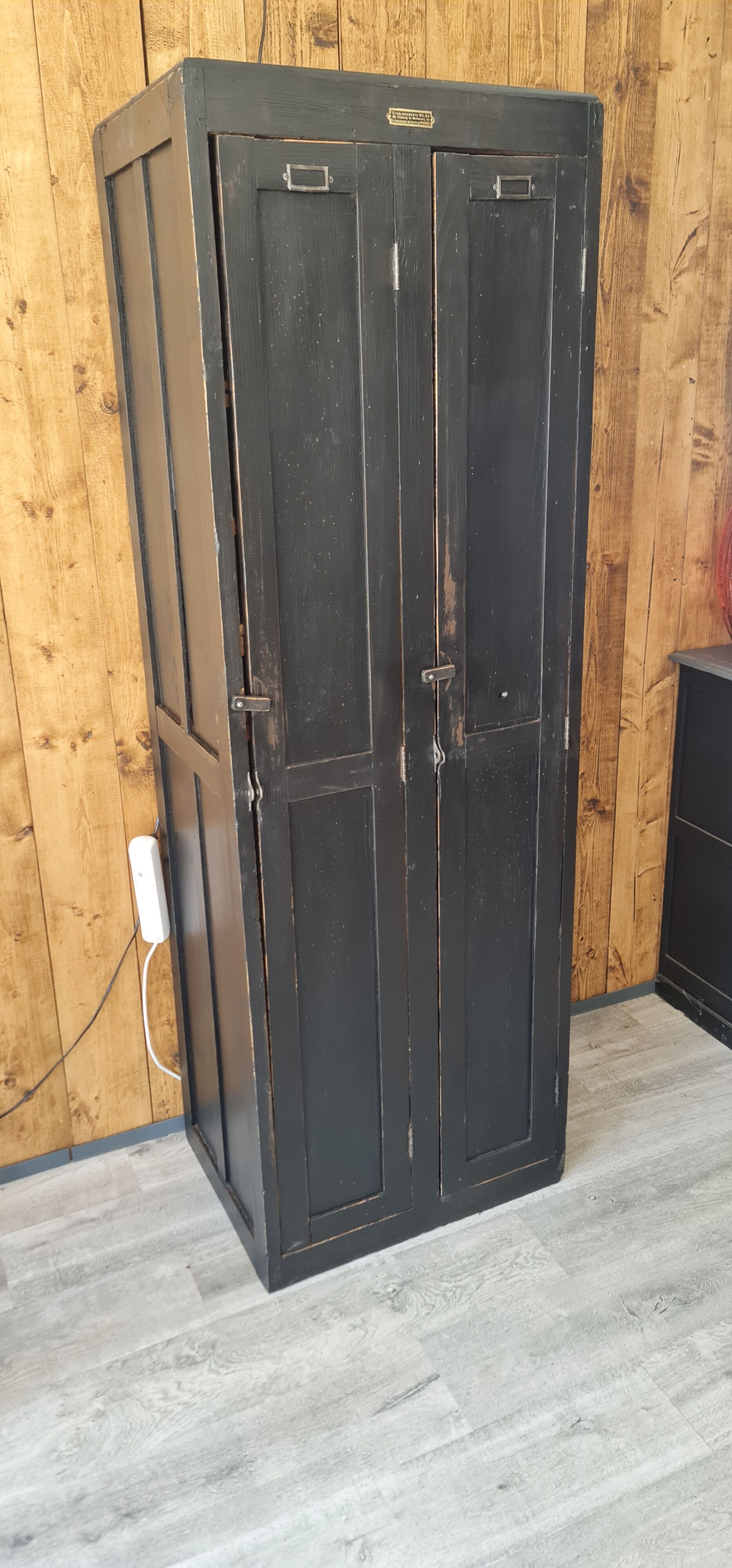 Old wooden factory cloakroom double door industrial furniture