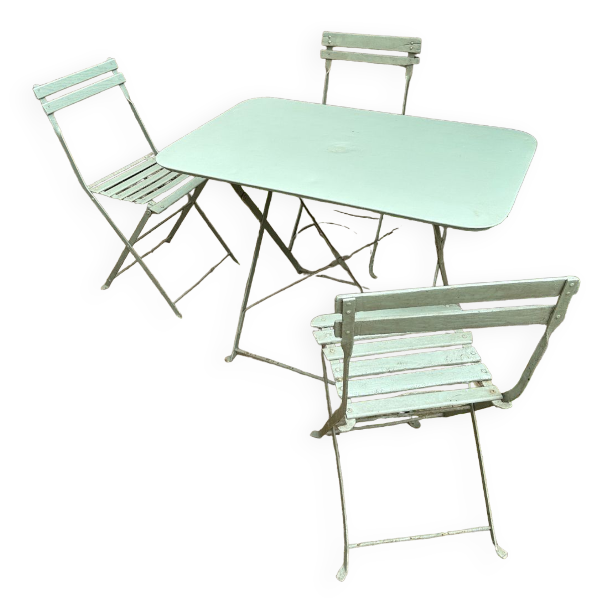 Almond green metal garden furniture