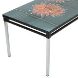 Large Ceramic Tile Table adri Orange Flowers Abstract 109cm