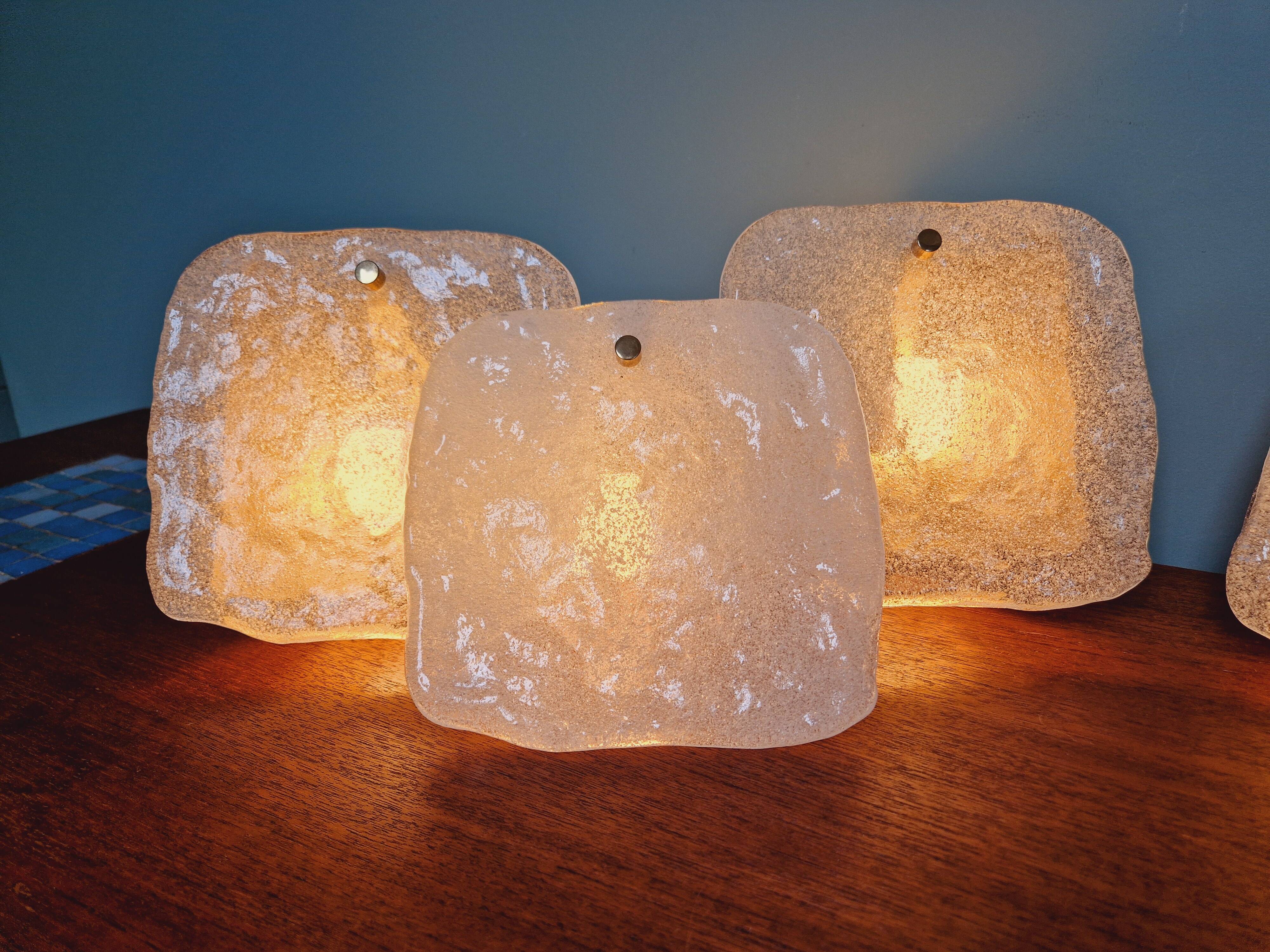 Pair of frosted glass wall lights, Kalmar, 1960s