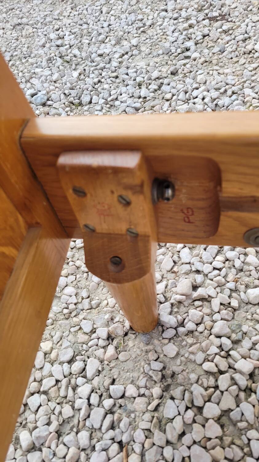 Vintage rattan and solid oak bed 1950s design