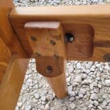 Vintage rattan and solid oak bed 1950s design