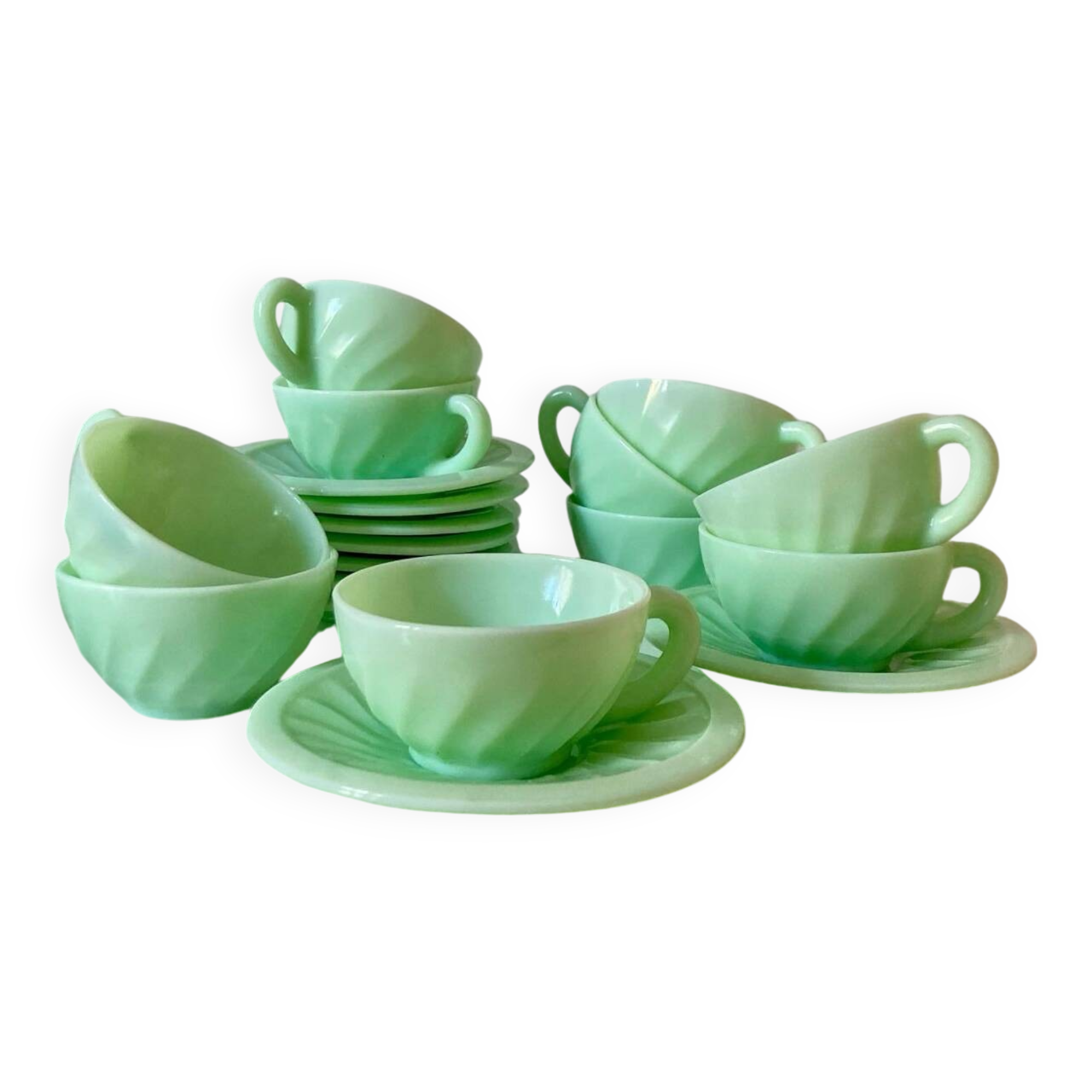Service à café en opaline vert mint