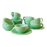 Service à café en opaline vert mint