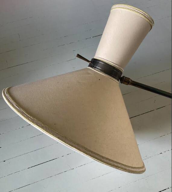 Rare pendulum wall lamp, Editions Maison Lunel, Paris, France, circa 1950