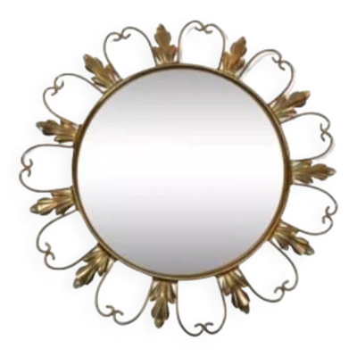 Miroir soleil '' œil-de-sorcière '' 50s. deknudt hollywood regency