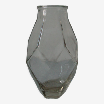Vase art déco en verre à facettes