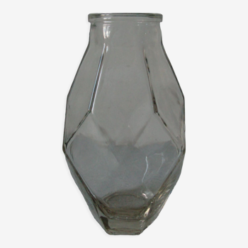 Art deco glass vase faceted