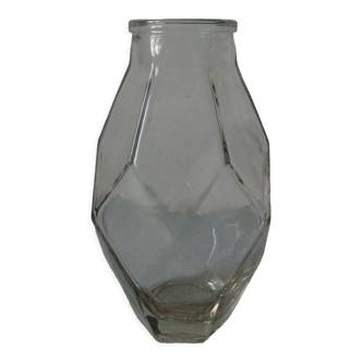 Art deco glass vase faceted