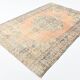 Soft Salmon & Navy Blue Handmade Wool Vintage Rug, 183x264 Cm