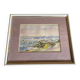 Aquarelle Sur Papier JEAN MOREL Vue Bord De Mer + Cadre Bois Blanc Vintage