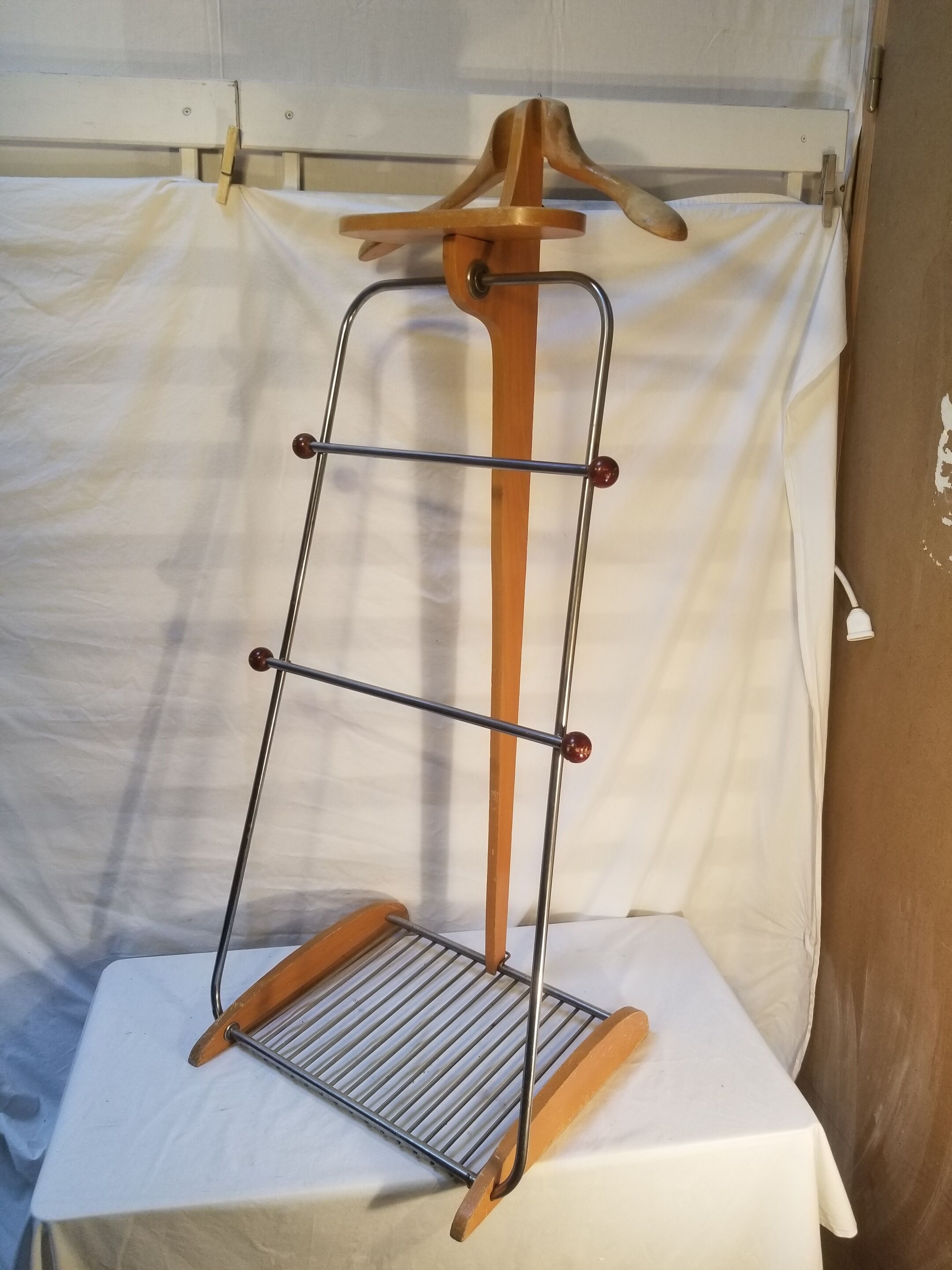 Vintage wood and metal night valet