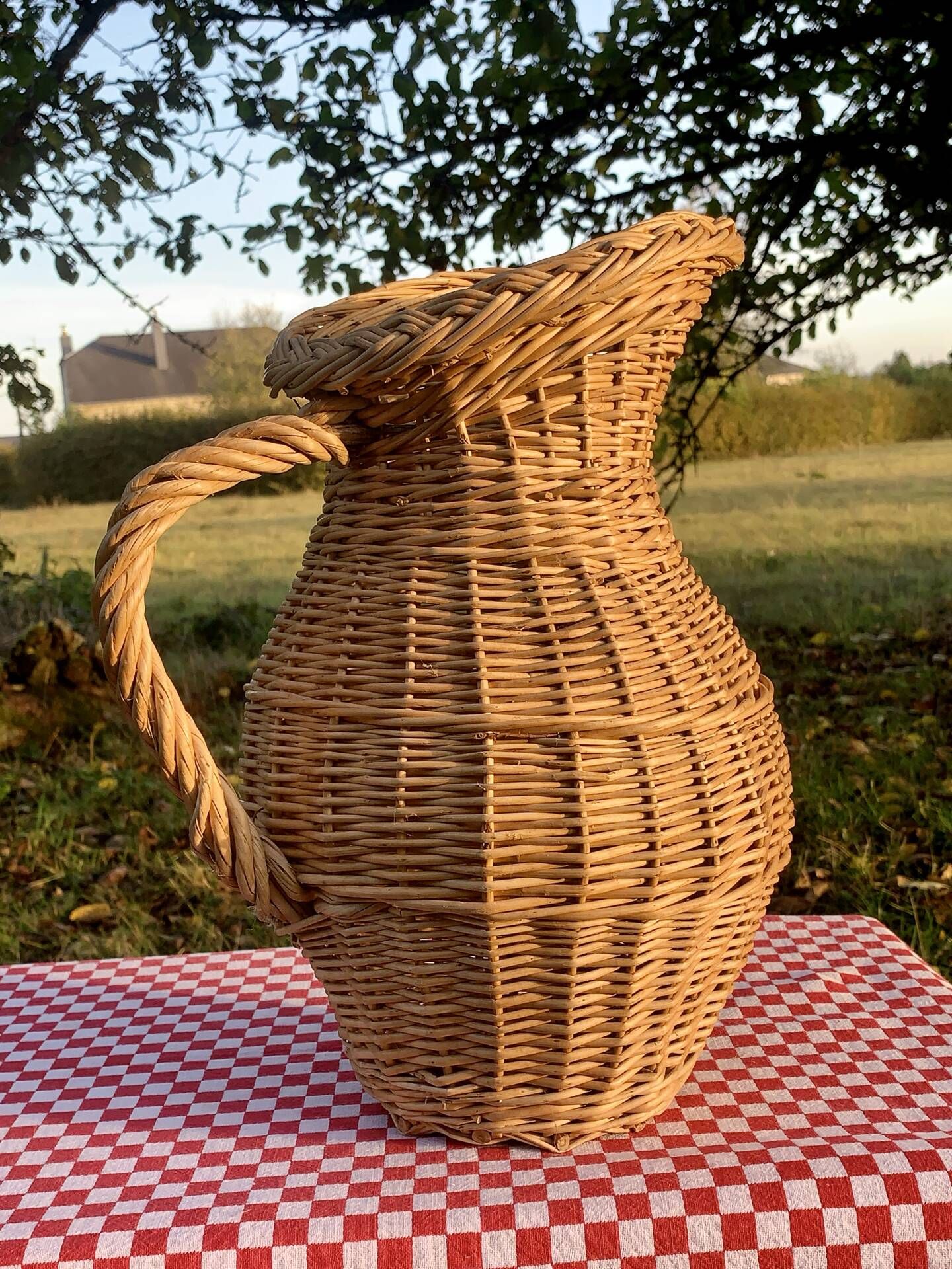 Large vintage wicker jug