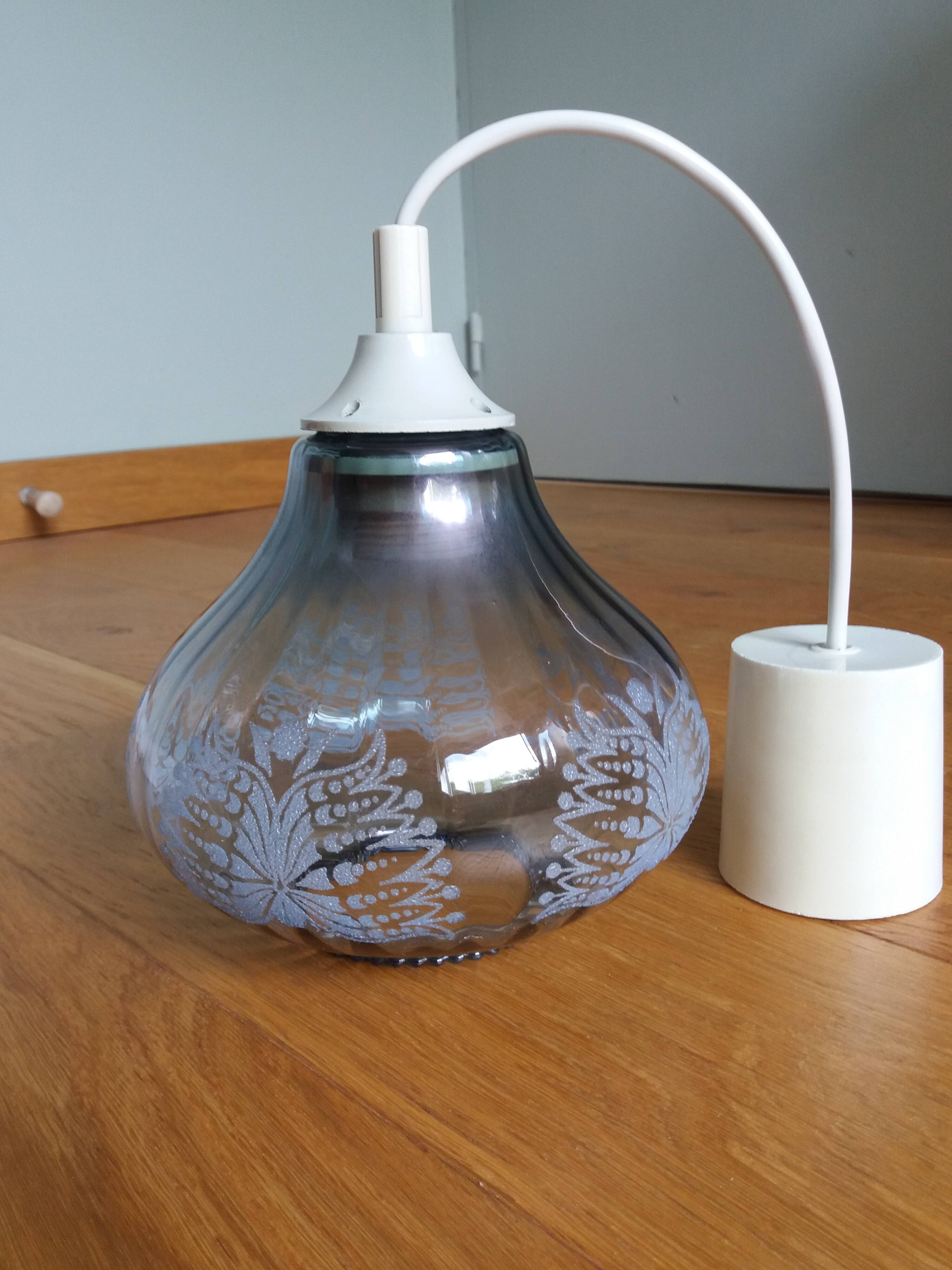 Blue glass tulip pendant light
