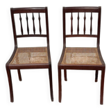 2 chaises en bois et cannage