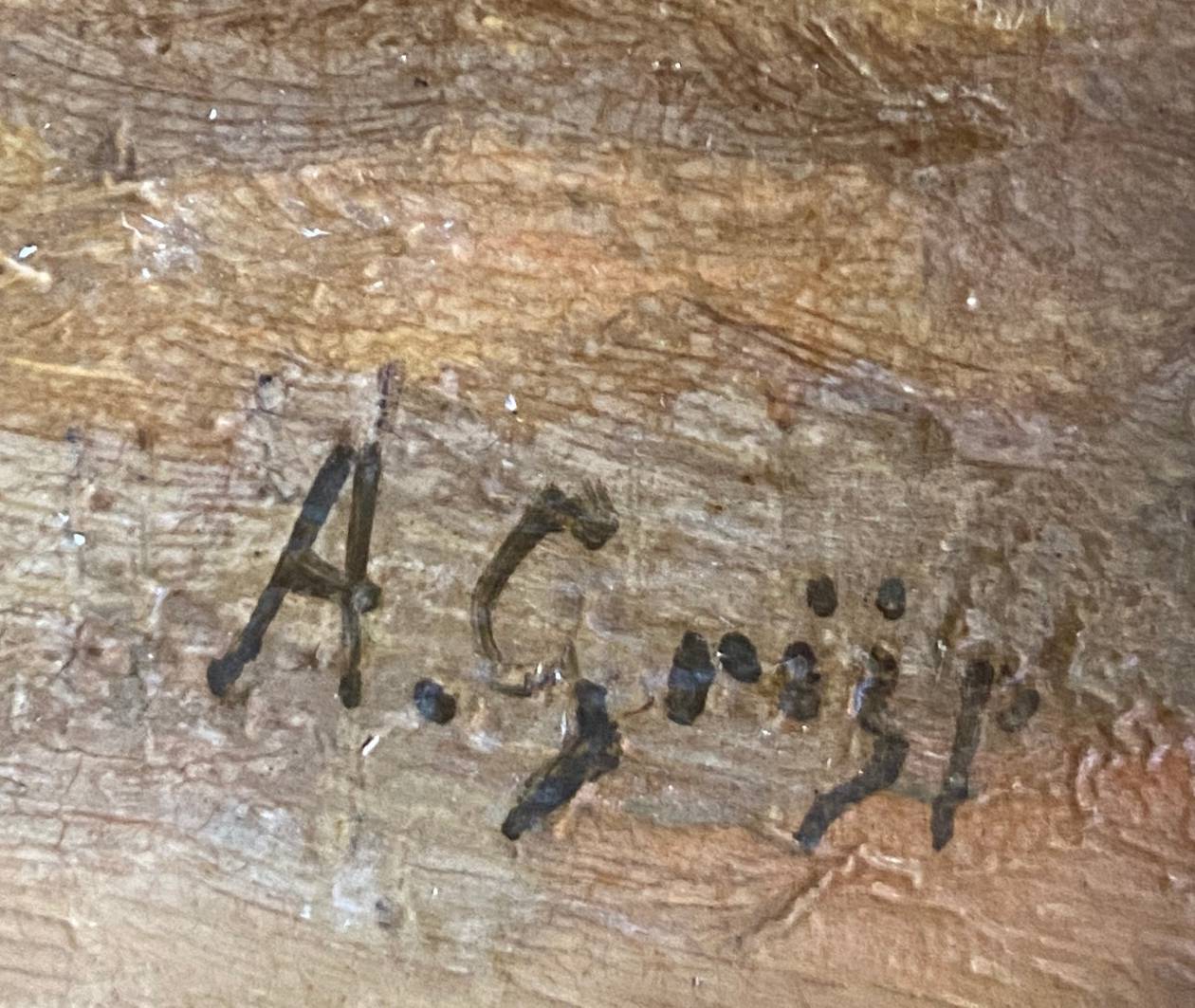 Impressionist painting "Shepherd and his sheep" 19th century signed Barbizon