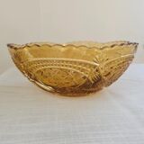 Vintage pressed glass salad bowl amber Belgium - Art Deco style