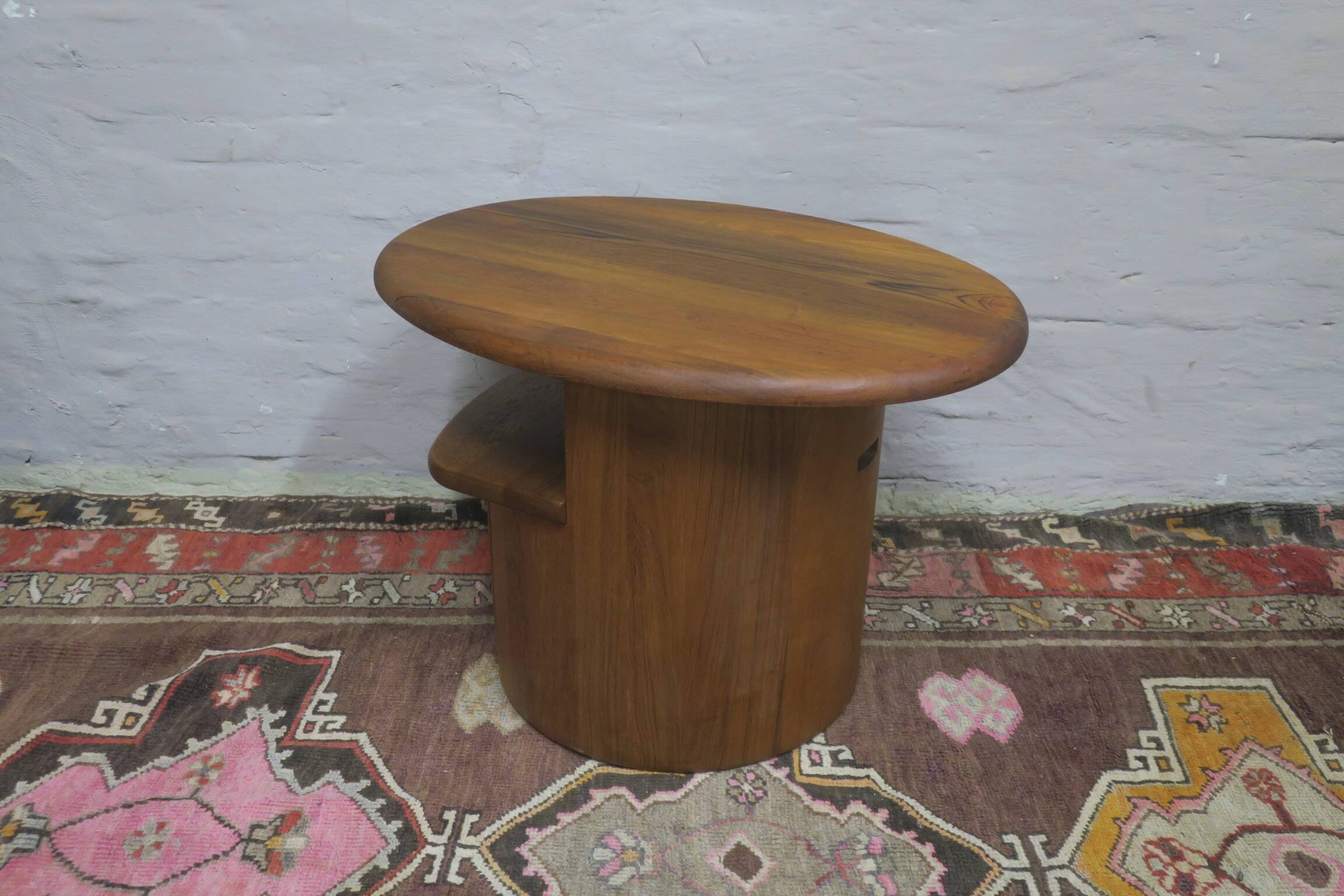 Solid teak oval coffee table with swivel top by Silkeborg, Denmark 1960s