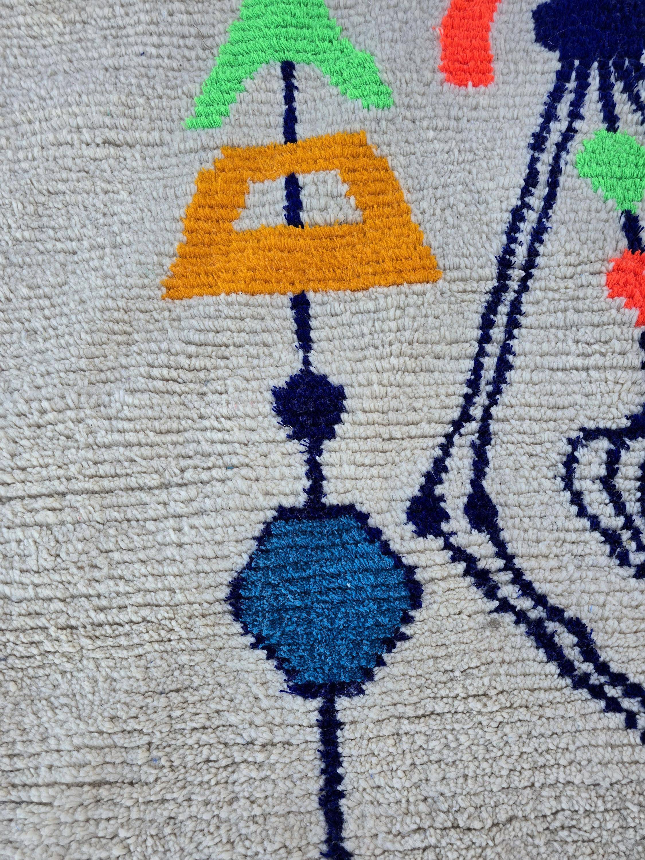 Handmade natural Berber rug 3x2 m