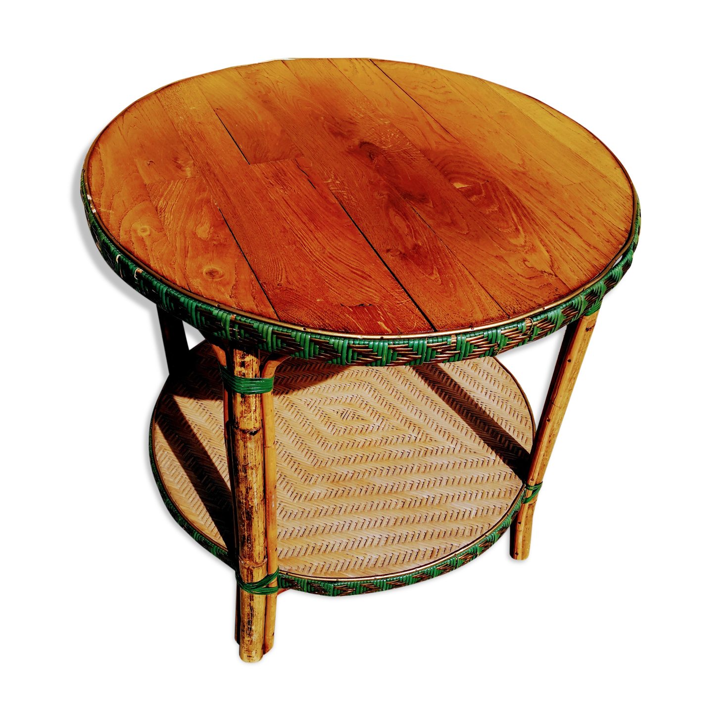 Rattan double tray table