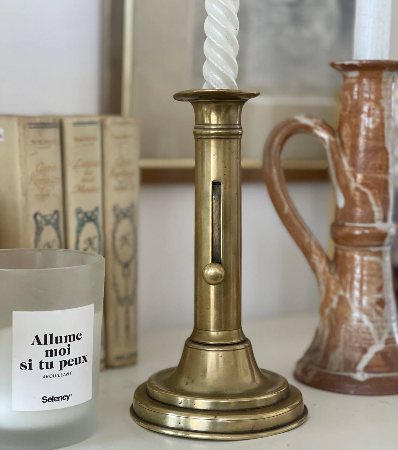 Solid brass candle holder