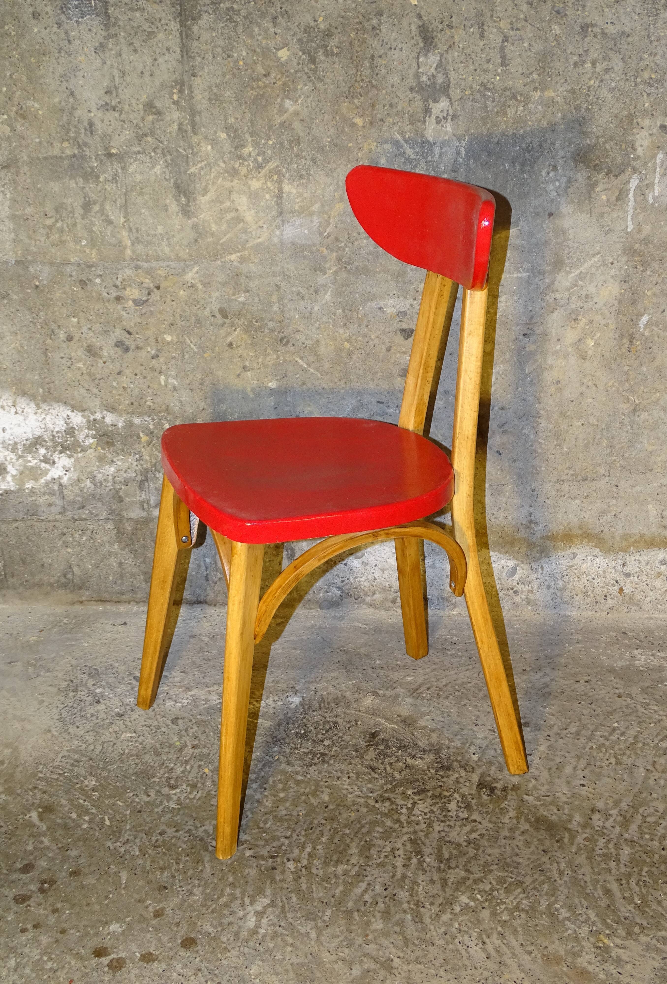 Lot de 6 chaises bistrot vintage 1955 " banane"