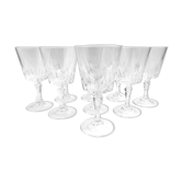 Set of 9 vintage Arcques crystal white wine glasses
