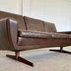 Vintage retro danish mid-century g. thams 3 person sofa in brown leather