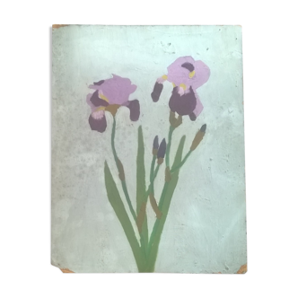 Painting bouquet of vintage iris