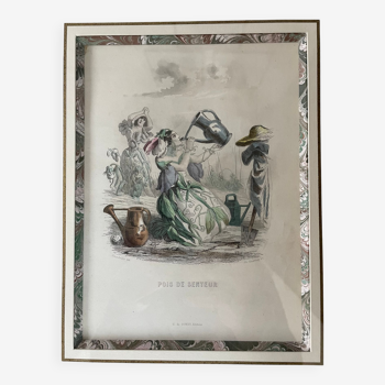 Framed engraving Grandville