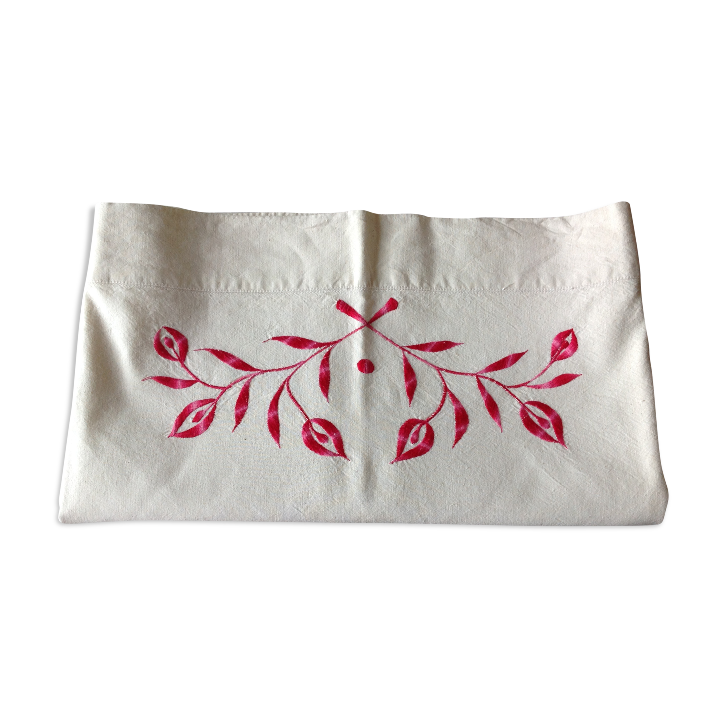 Old embroidered cotton bed sheet 220 x 180 cms 50/60